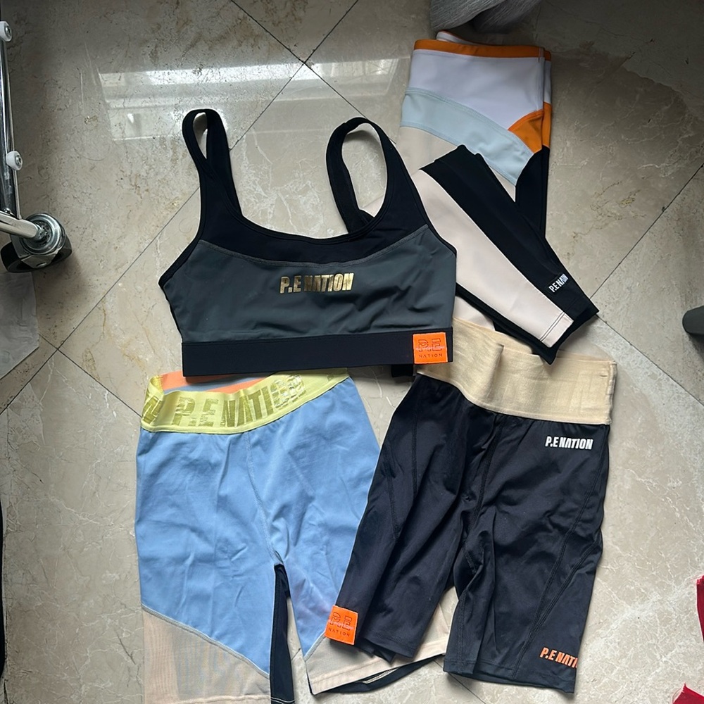 P.E Nation Colorblock Activewear Bundle in Black, Beige, Blue, and Orange